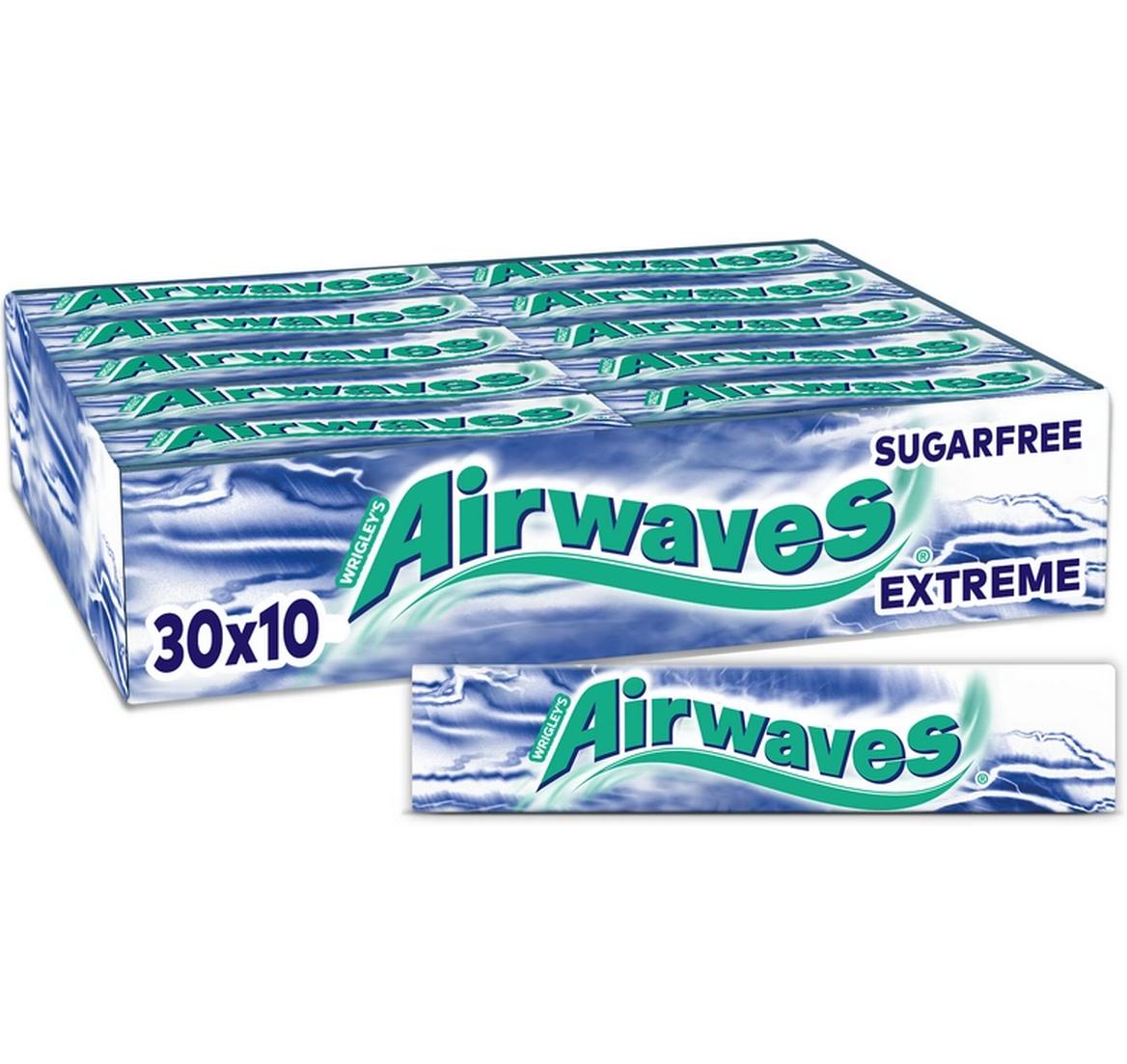 Airwaves Extreme Kaugummi – Menthol & Eukalyptus, zuckerfrei – 30 × 14 g