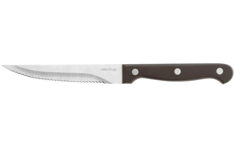 Arthur Krupp Steakmesser – 11 cm, Glatter Schliff, Edelstahl, Kunststoffgriff, Schwarz, spülmaschinenfest
