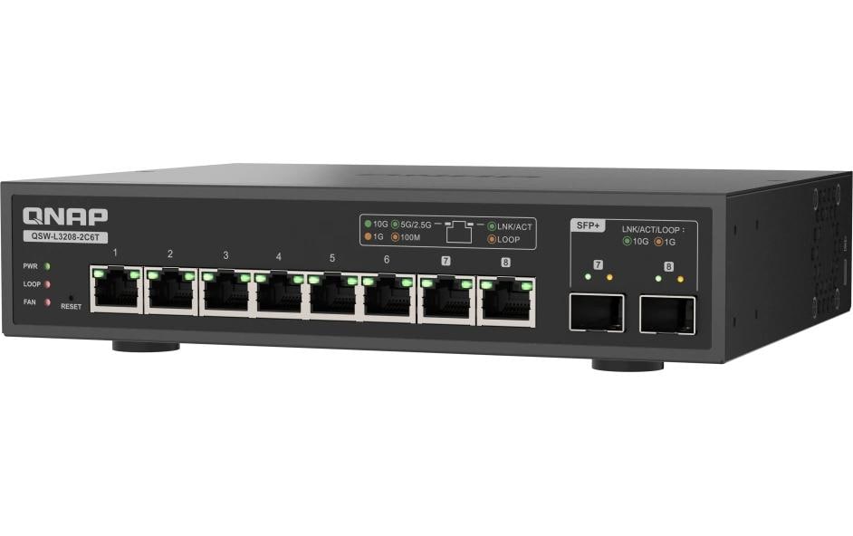 QNAP QSW-L3208-2C6T – Managed Switch – 6×10G, 2×SFP+