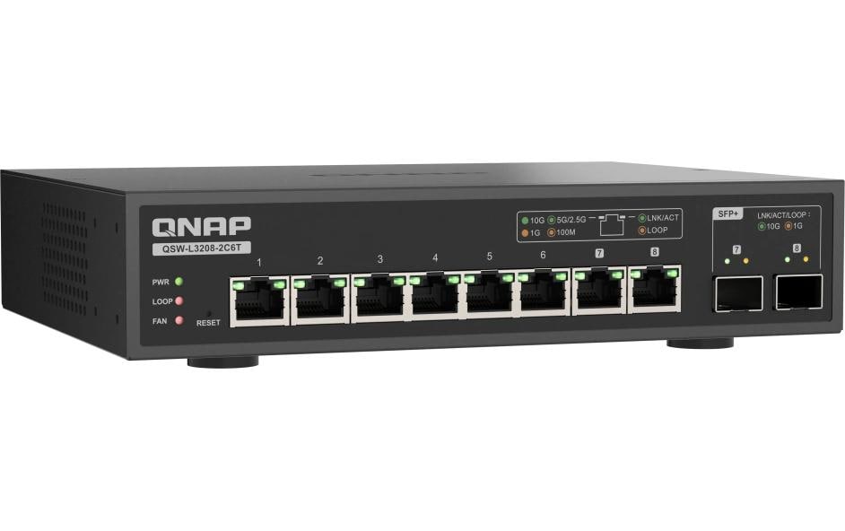 QNAP QSW-L3208-2C6T – Managed Switch – 6×10G, 2×SFP+