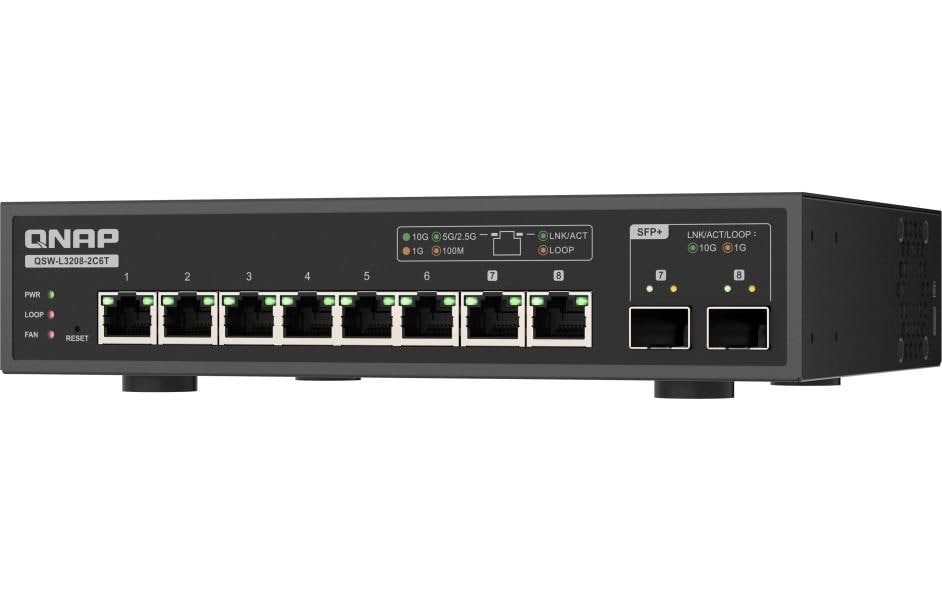 QNAP QSW-L3208-2C6T – Managed Switch – 6×10G, 2×SFP+