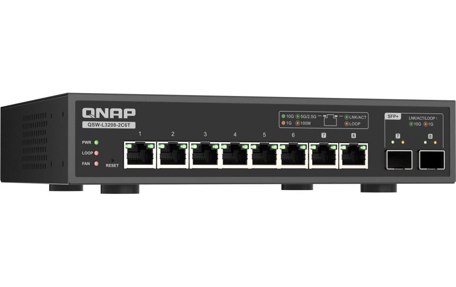 QNAP QSW-L3208-2C6T – Managed Switch – 6×10G, 2×SFP+