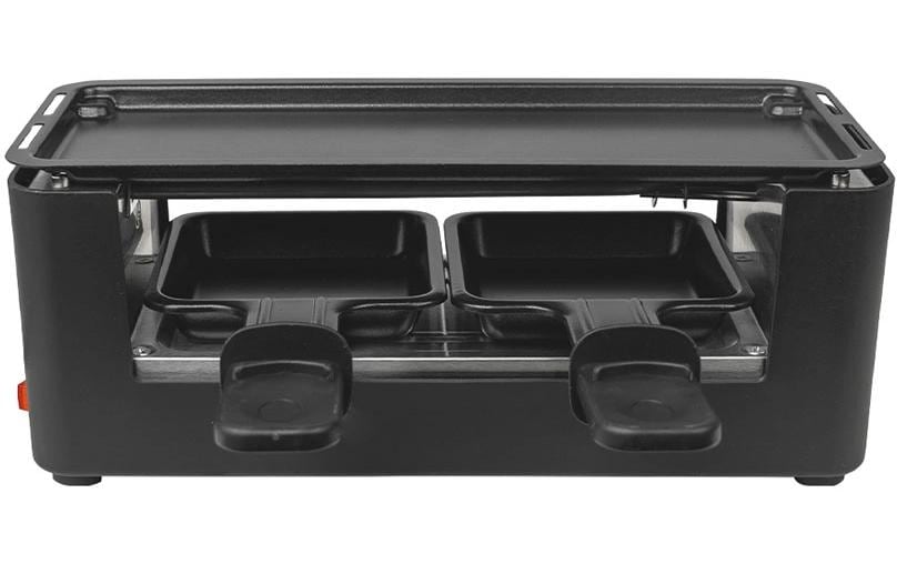 Berger Lanz Raclette-Grill – 2 Personen, 350 W, Grillplatte Metall, antihaftbeschichtet – schwarz