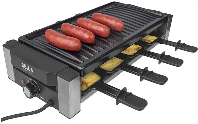 Berger lanz BergerLanz Raclette-Grill – 8 Personen, 1200 W, Grillplatte Edelstahl – Schwarz/Edelstahl