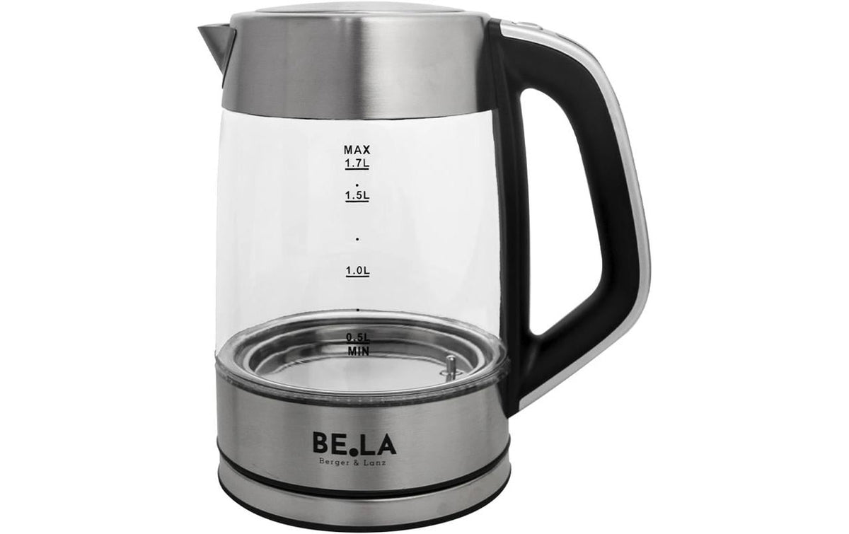 Berger lanz BergerLanz Wasserkocher – 1,7 l, Glas, Warmhalten, 2200 W, Silber, Transparent
