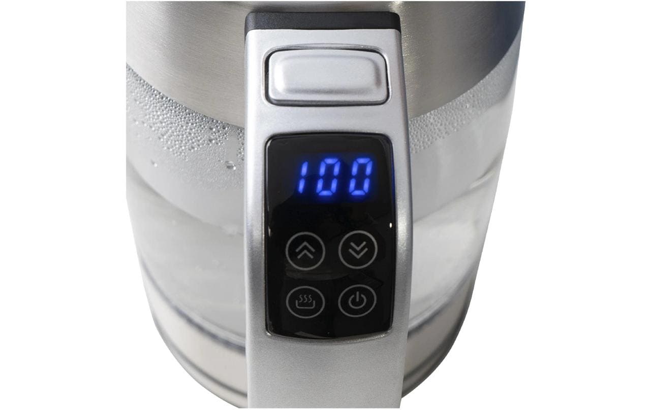 Berger lanz BergerLanz Wasserkocher – 1,7 l, Glas, Warmhalten, 2200 W, Silber, Transparent