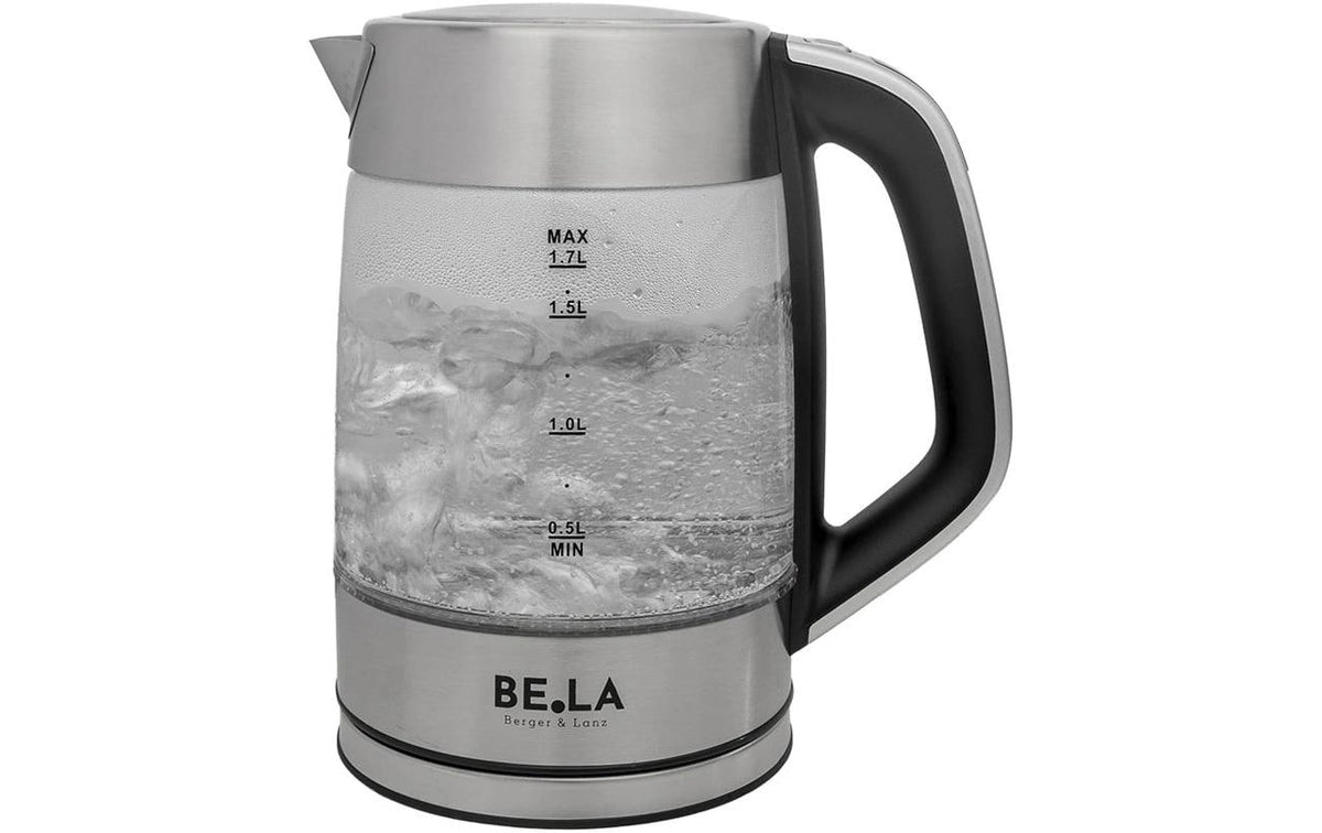 Berger lanz BergerLanz Wasserkocher – 1,7 l, Glas, Warmhalten, 2200 W, Silber, Transparent