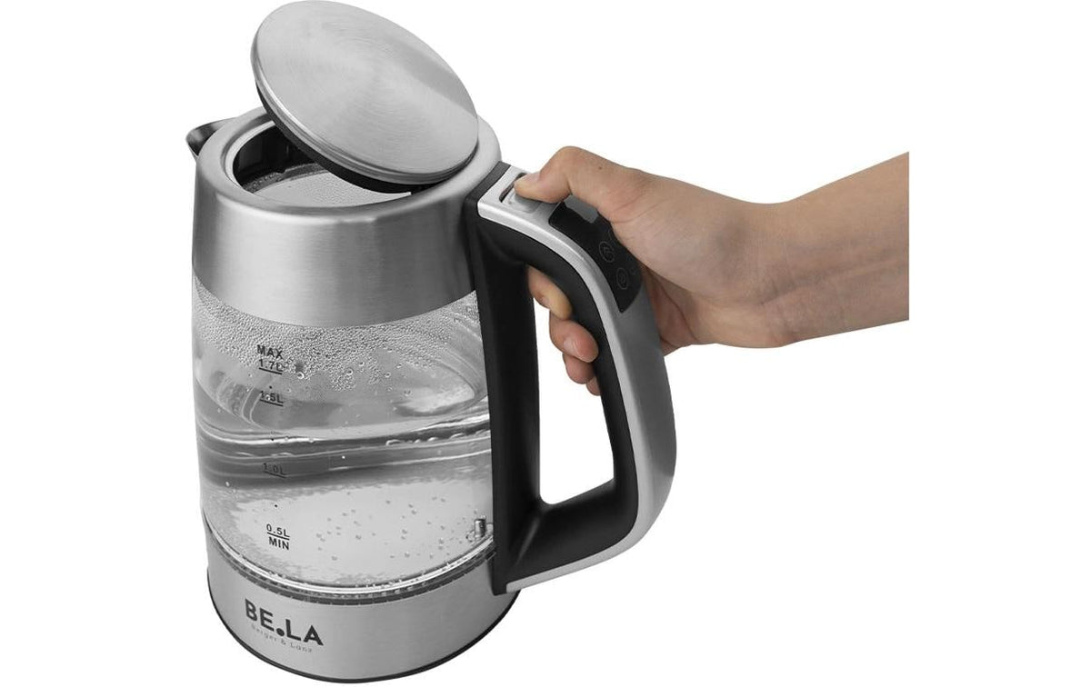 Berger lanz BergerLanz Wasserkocher – 1,7 l, Glas, Warmhalten, 2200 W, Silber, Transparent