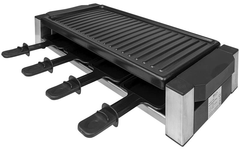 Berger lanz BergerLanz Raclette-Grill – 8 Personen, 1200 W, Grillplatte Edelstahl – Schwarz/Edelstahl