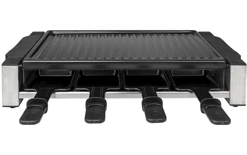 Berger lanz BergerLanz Raclette-Grill – 8 Personen, 1200 W, Grillplatte Edelstahl – Schwarz/Edelstahl