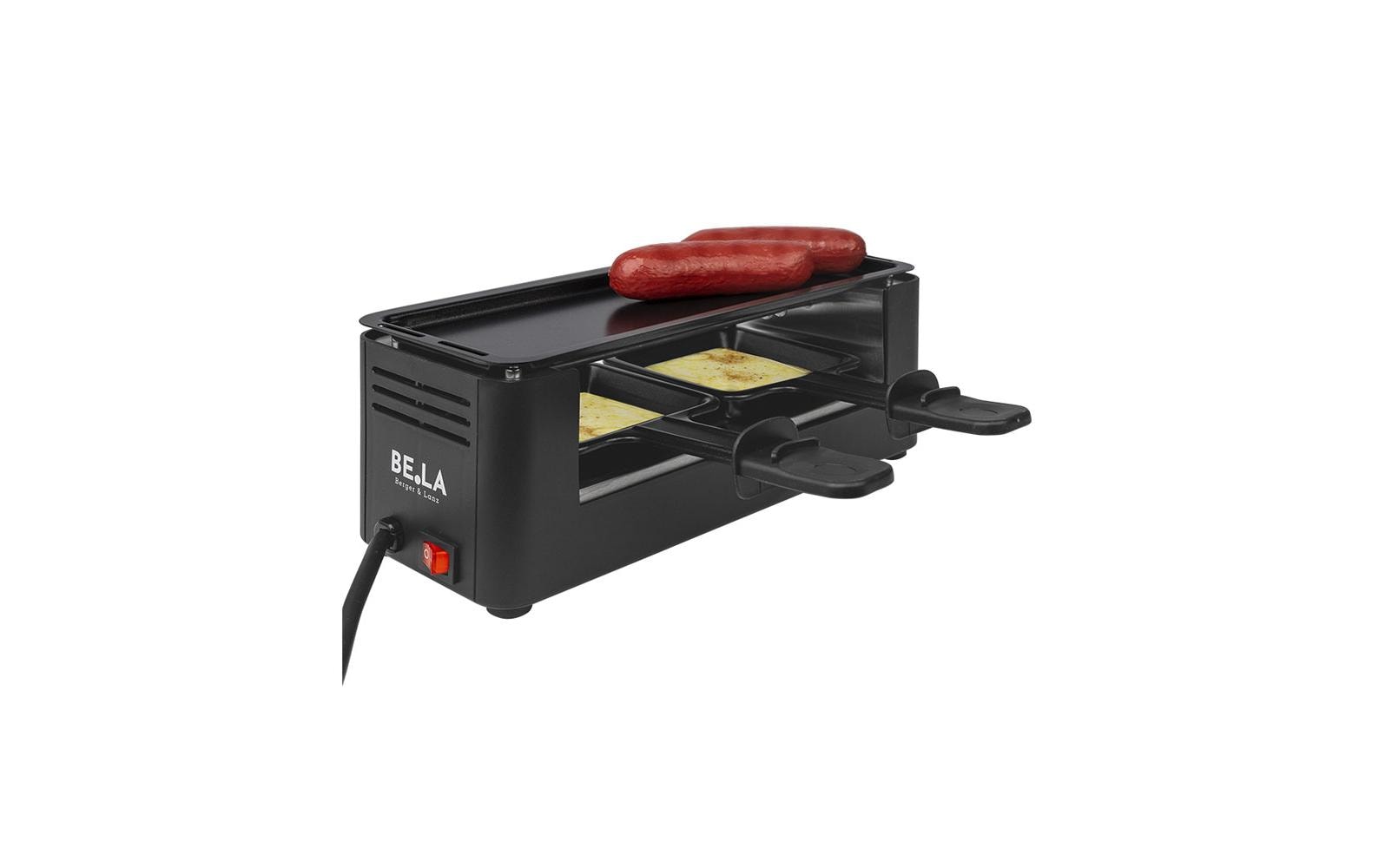 Berger Lanz Raclette-Grill – 2 Personen, 350 W, Grillplatte Metall, antihaftbeschichtet – schwarz