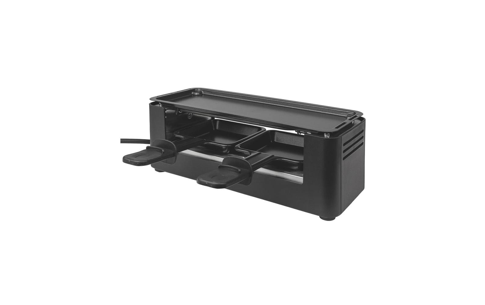 Berger Lanz Raclette-Grill – 2 Personen, 350 W, Grillplatte Metall, antihaftbeschichtet – schwarz