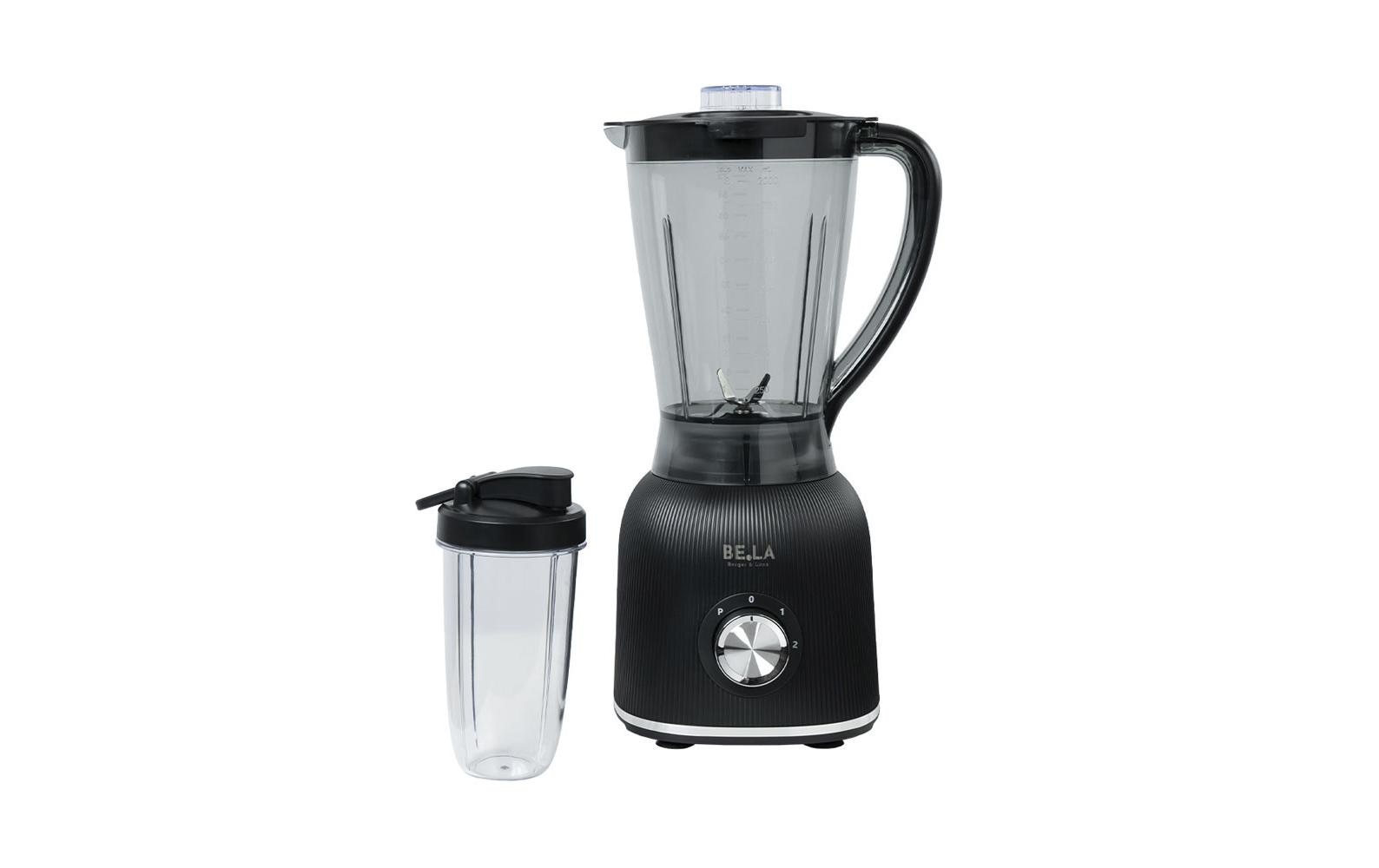 Berger lanz BergerLanz Smoothie-Mixer SM1200W – 2 l, 1200 W, 6-faches Edelstahlmesser, 2 Stufen – schwarz/transparent