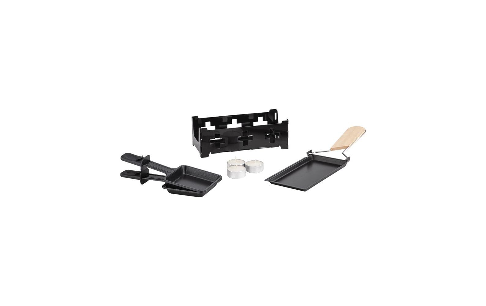 Berger Lanz Raclette-Set (Teelicht) – 2 Personen, Grillplatte Edelstahl, Antihaftbeschichtet – Schwarz