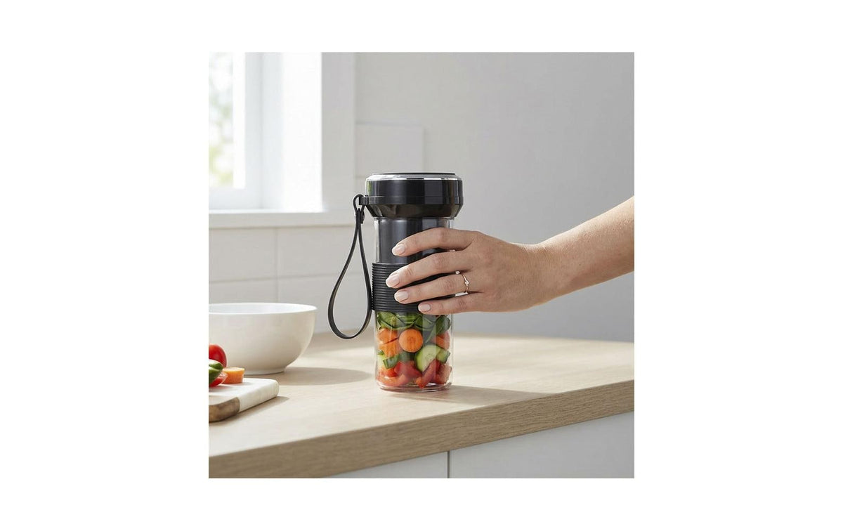 Berger lanz BergerLanz Smoothie-Mixer TMUSB – 0,4 l, 60 W, To-Go – Schwarz/Transparent