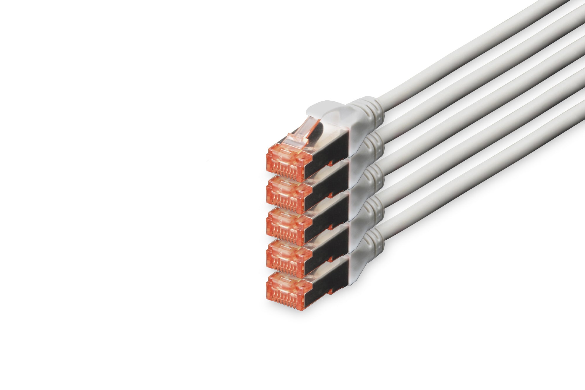 Digitus Patchkabel Kat. 6 – 15 m, RJ45–RJ45, Grau, geschirmt, LSZH – 5 Stk.