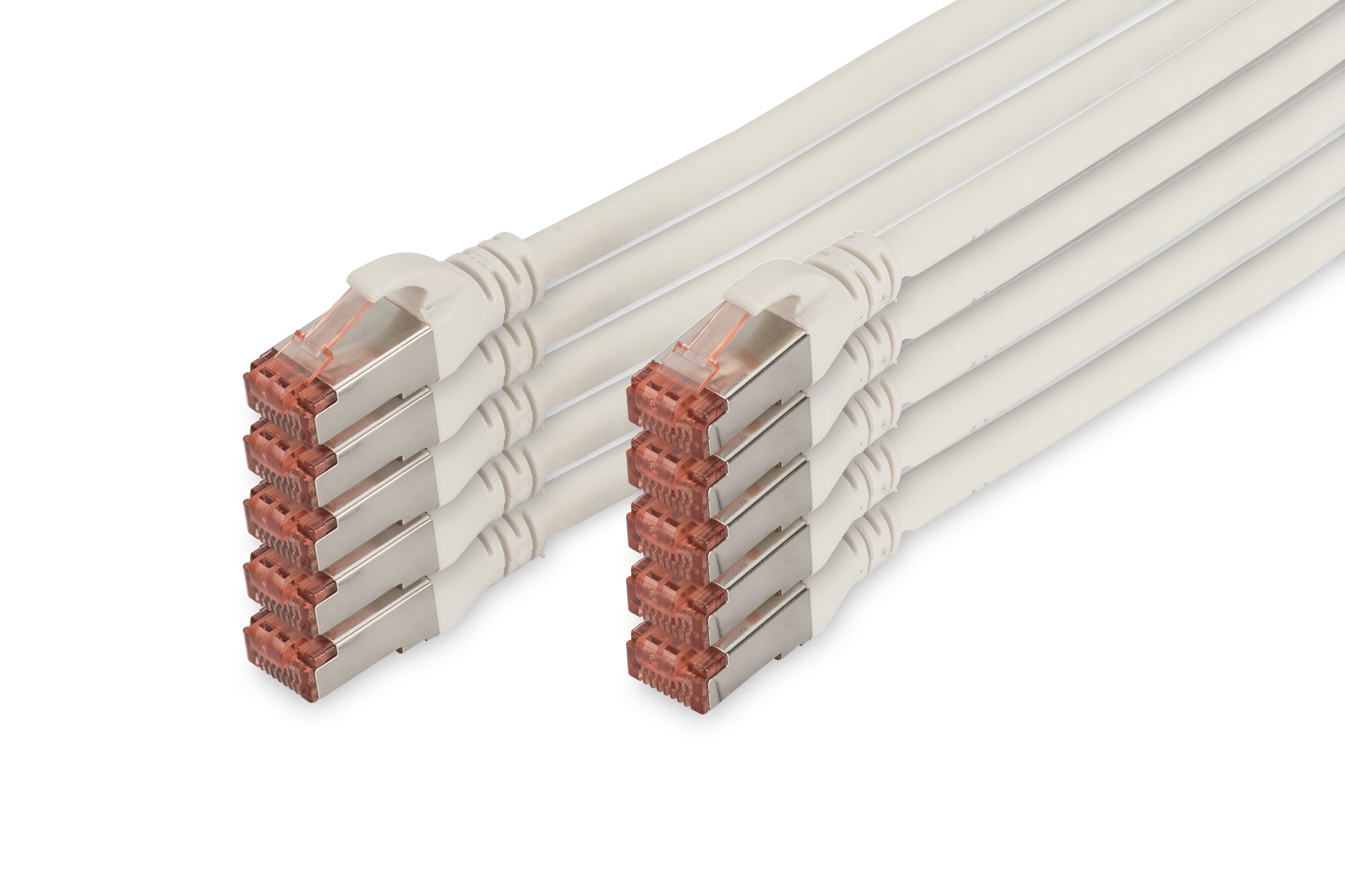 Digitus Cat6 Patchkabel – 5 m, RJ45–RJ45, Weiss, S/FTP (S-STP), LSZH – 10 Stk.