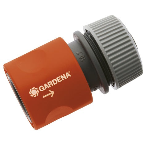 Gardena Schlauchkupplung – Kunststoff, 2 Ausgänge, Grau/Orange, 1 Stk. – für Wasserhahn 21 mm Gewinde