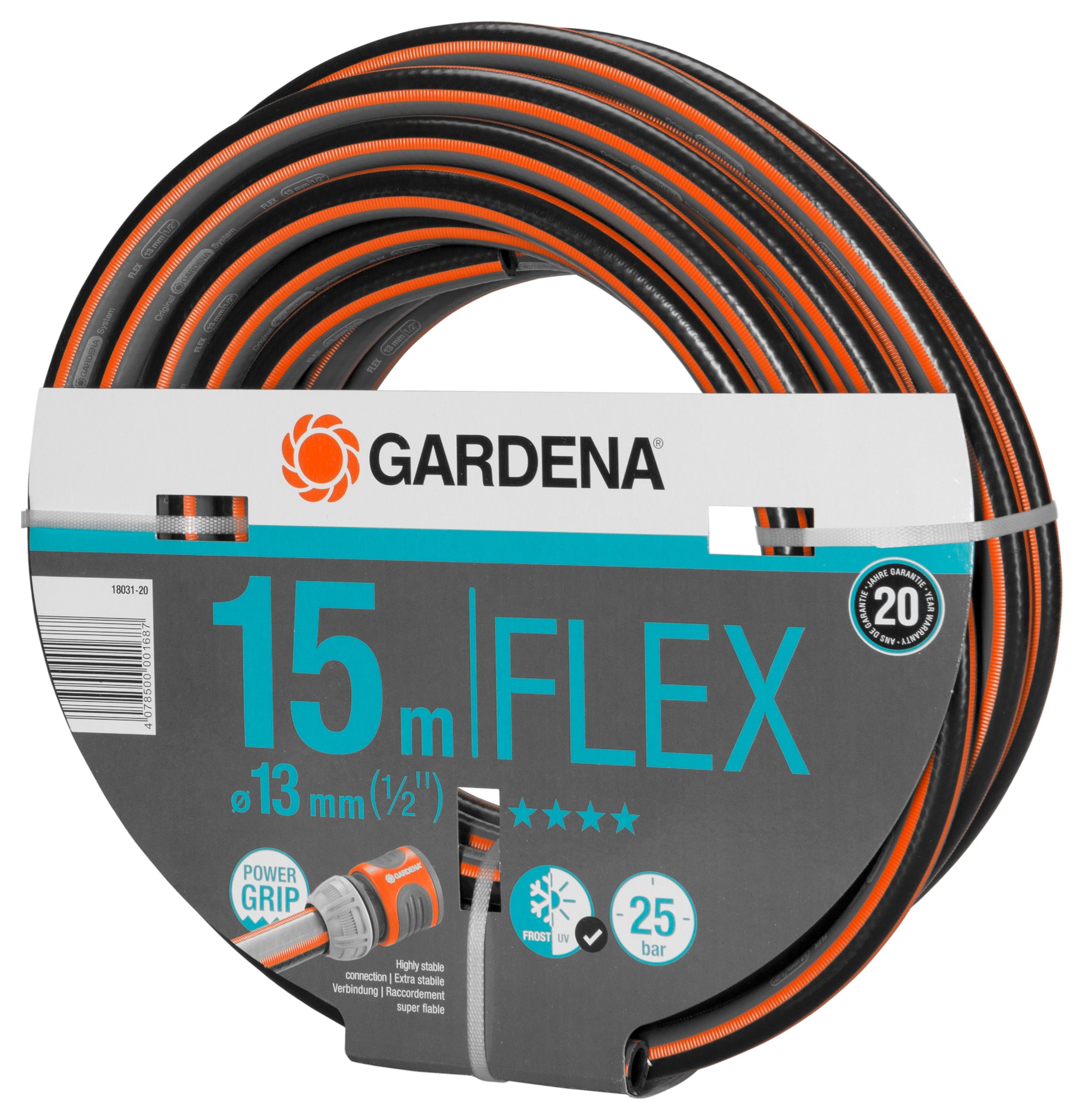 Gardena Comfort FLEX Gartenschlauch 13 mm (1/2") 15 m – Flexibler Schlauch, UV- & frostbeständig, max. 25 bar