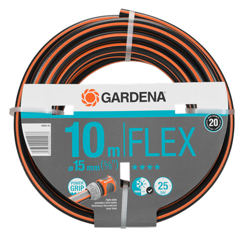 Gardena Flexschlauch – 10 m, Ø 1,5 cm, flexibel, UV-beständig, frostbeständig, schwarz/orange