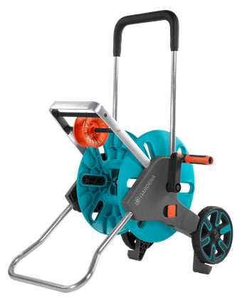 Gardena AquaRoll M Easy Schlauchwagen 60m – mit 2 Rollen, manuell, schwarz/türkis, für Schläuche Ø 13/15/19 mm