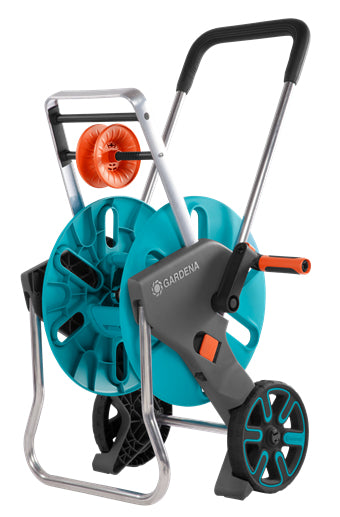 Gardena AquaRoll M Easy Schlauchwagen 60m – mit 2 Rollen, manuell, schwarz/türkis, für Schläuche Ø 13/15/19 mm