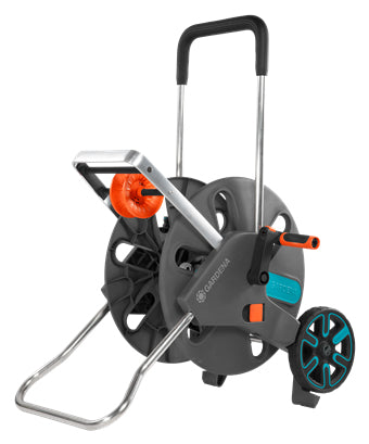 Gardena AquaRoll L Easy Schlauchwagen 100 m – manuell, mit 2 Rädern, schwarz/türkis, für 13/15/19 mm Schläuche