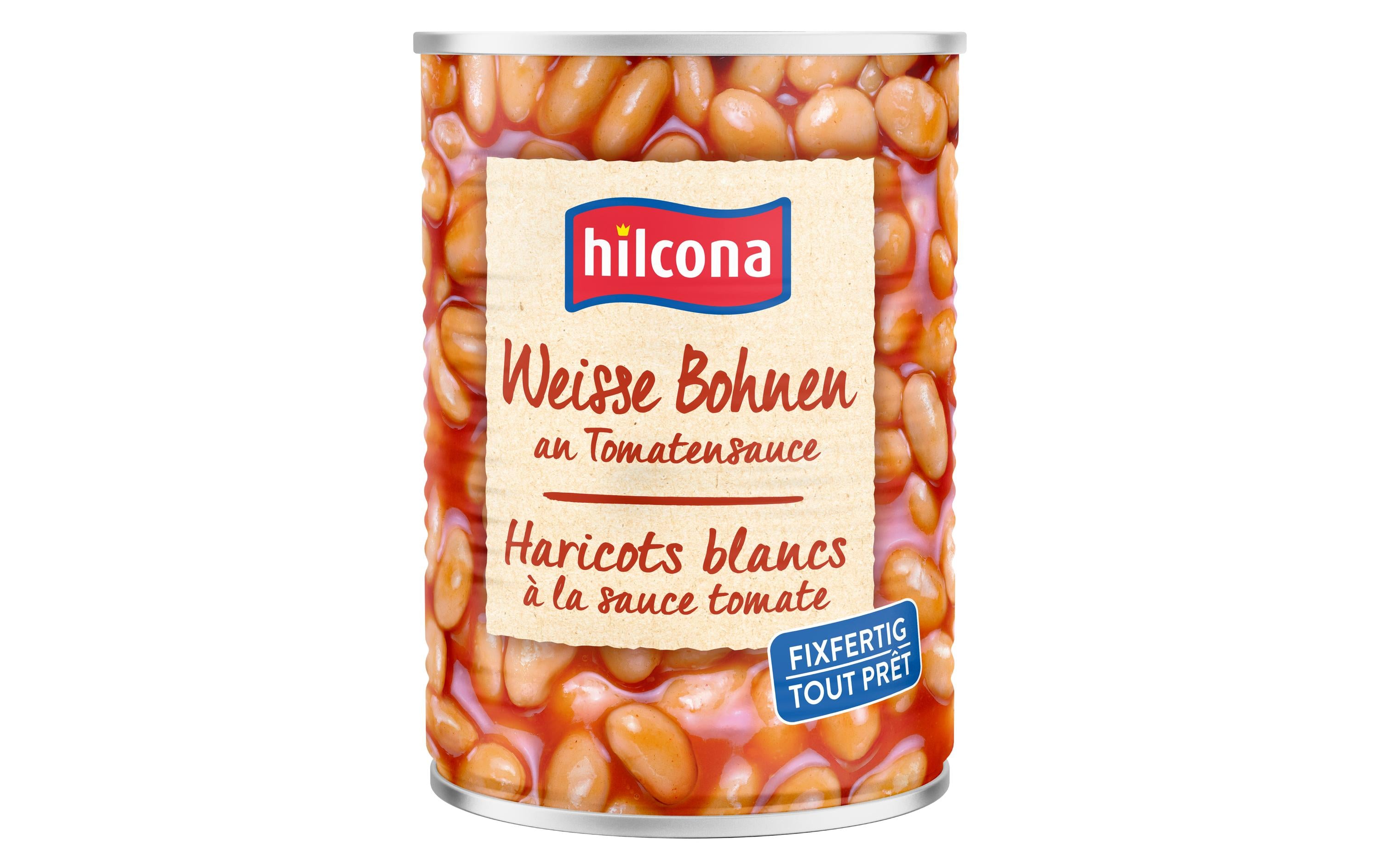 Hilcona Weisse Bohnen an Tomatensauce – glutenfrei, vegan – 445 g