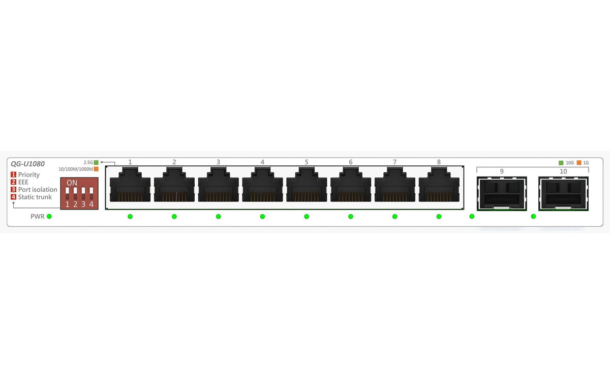 ASUS QG-U1080 – Switch – 8×2.5G, 2×SFP+, L2
