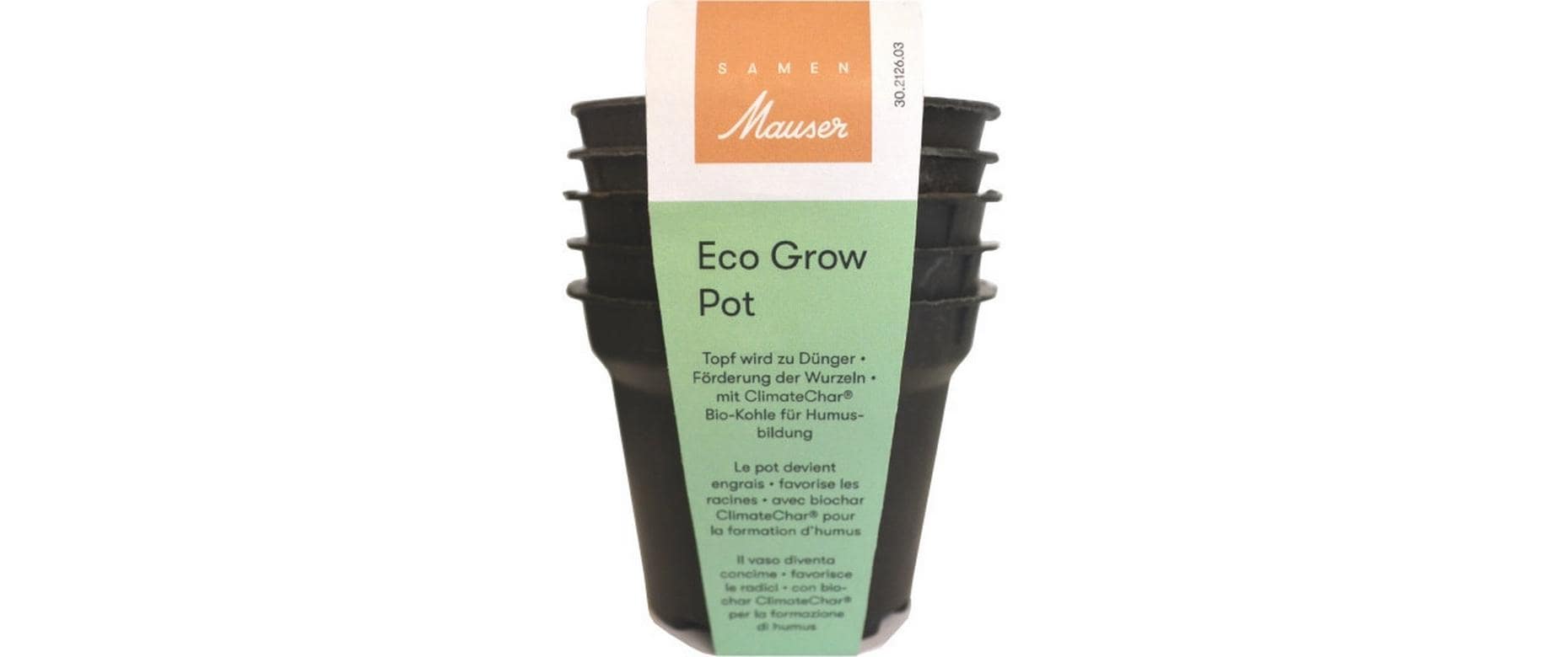 Samen Mauser EcoGrow Pflanztopf – 9 cm – natur, schwarz – 5er Set