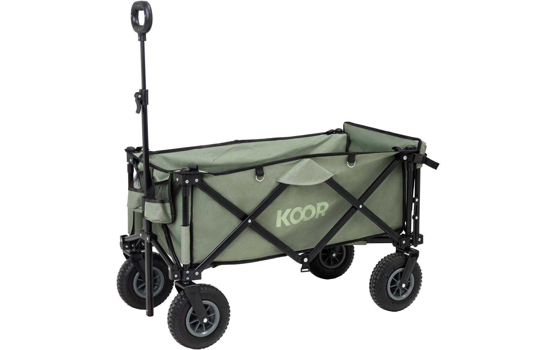Koor Bollerwagen Kjerre – bis 120 kg, 500×1110×1110 mm – olivgrün, 600D Polyester