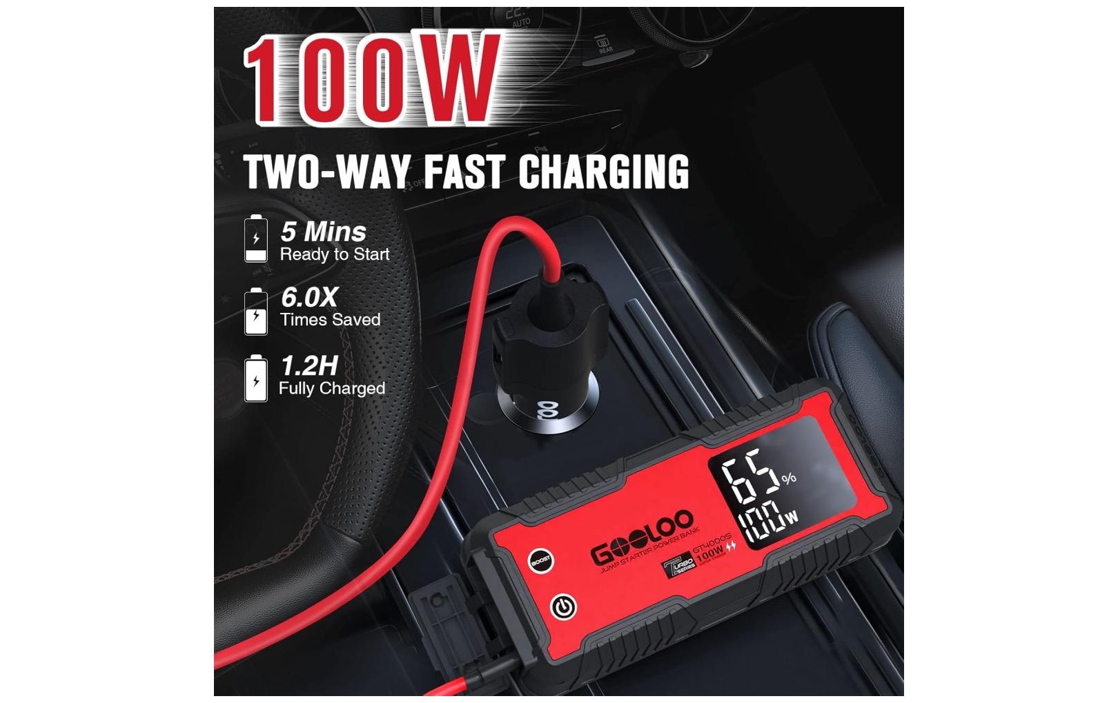 Gooloo GT4000S Auto-Starthilfe – IP65, Rot/Schwarz