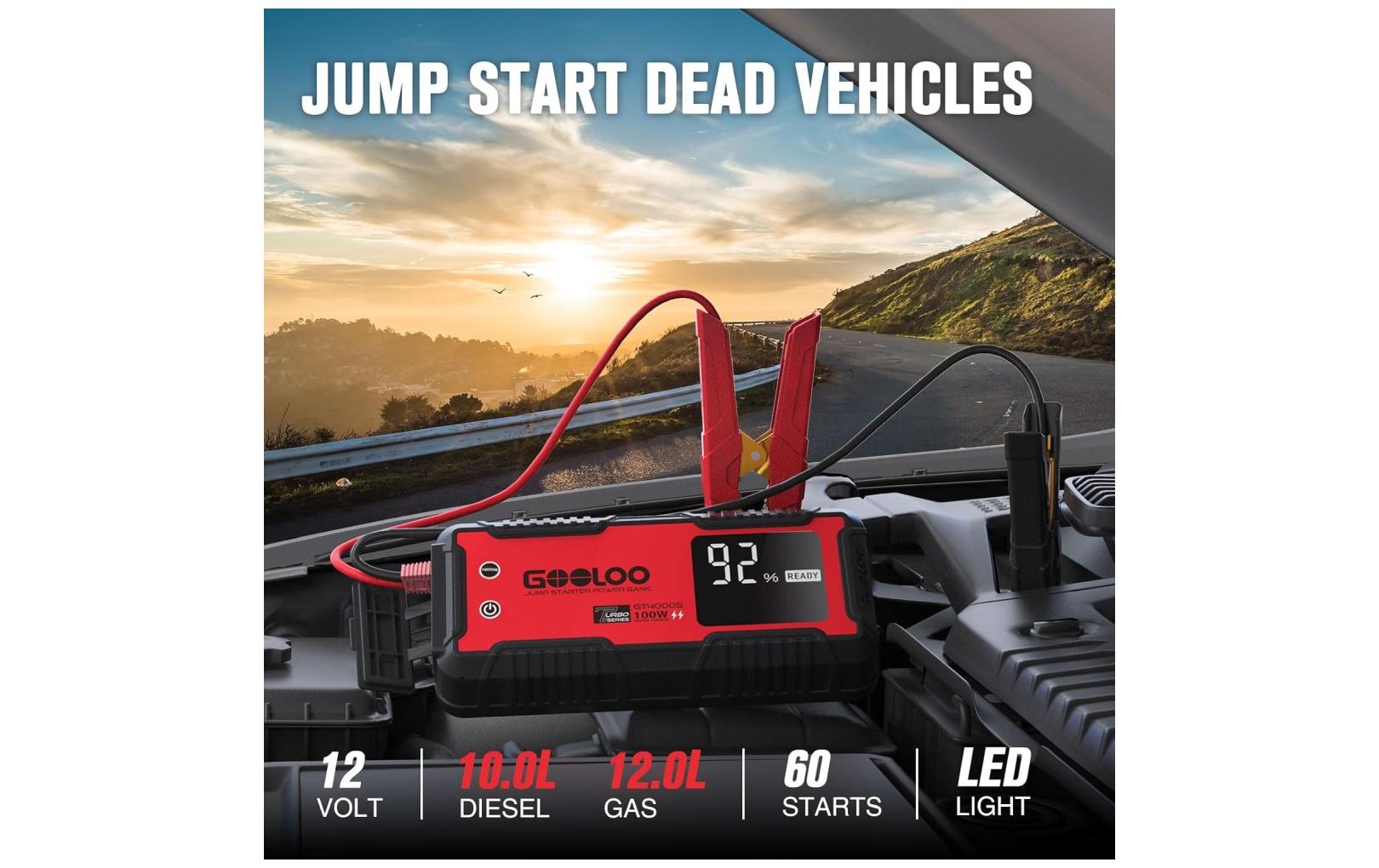 Gooloo GT4000S Auto-Starthilfe – IP65, Rot/Schwarz