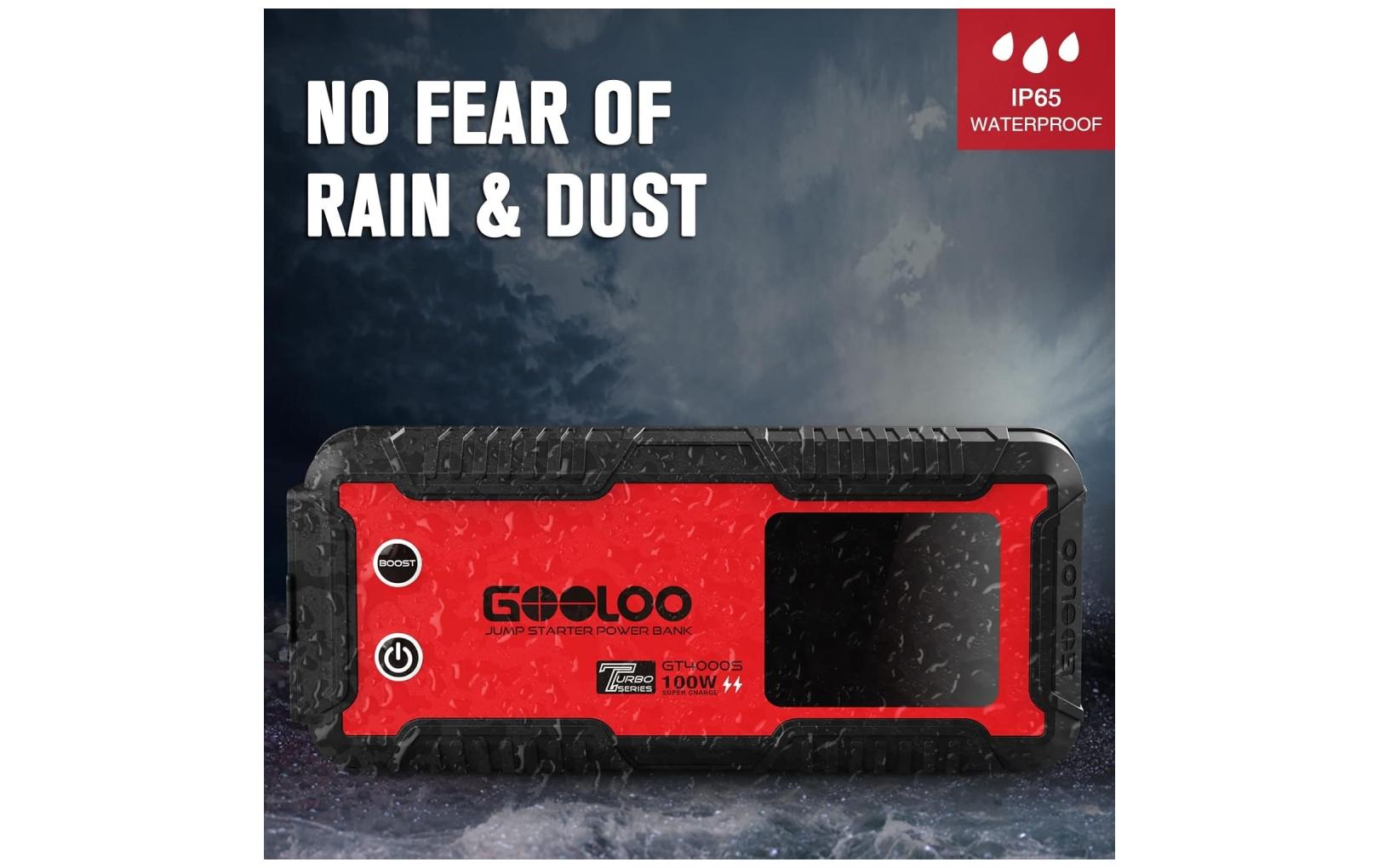 Gooloo GT4000S Auto-Starthilfe – IP65, Rot/Schwarz