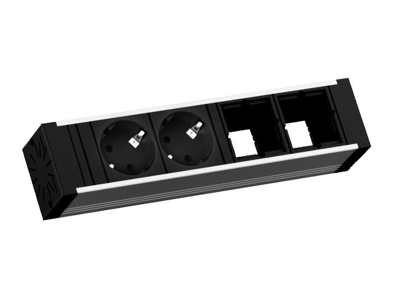 Bachmann VENID Steckdoseneinheit – 2×Schuko (Typ E/F), Tisch-/Einbau, 0,2 m Leitung (Wieland GST18), Schwarz