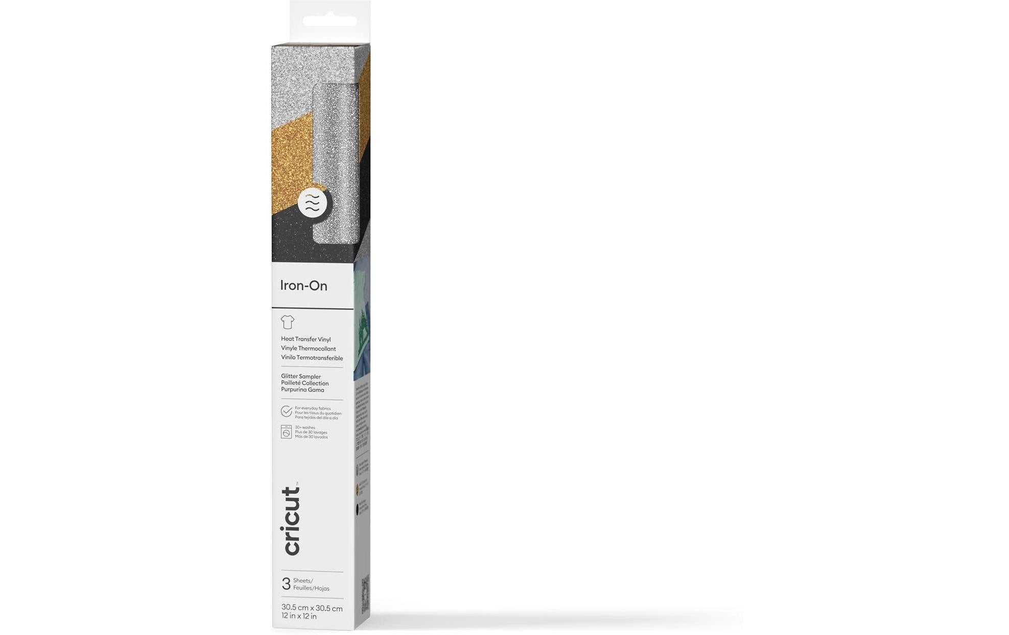Cricut Aufbügelfolie, Gold, Schwarz, Silber, 30,5 × 30,5 cm