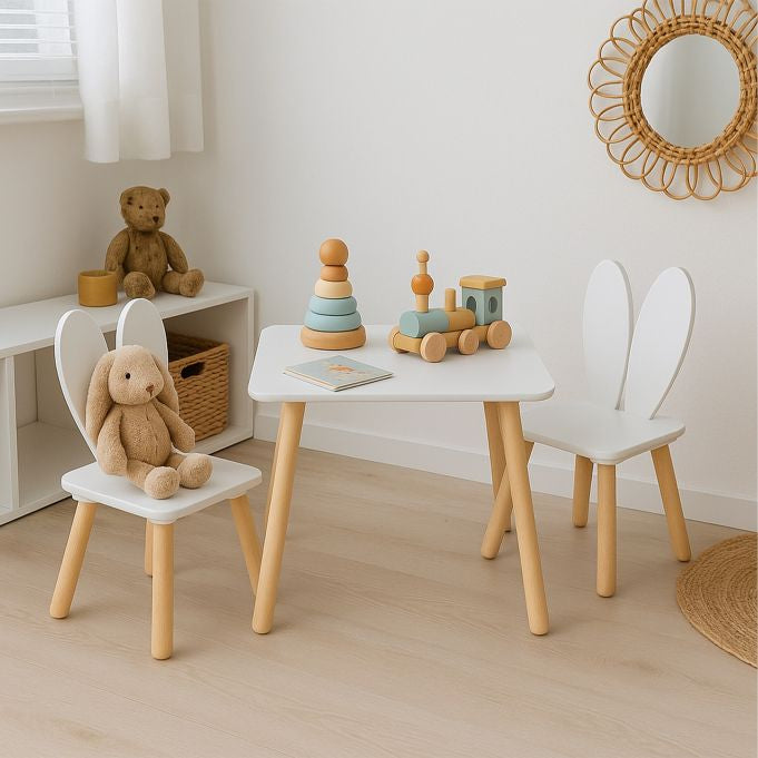 Relaxdays Bistro-Set – Weiss, Hellbraun – MDF-Platten – Tisch 50 × 50 × 44 cm – Für den Innenbereich