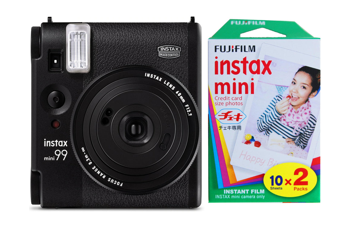 Fujifilm Instax Mini 99 Kit – Instax mini, 60 mm, Blitz integriert, Li-Ion Akku, schwarz