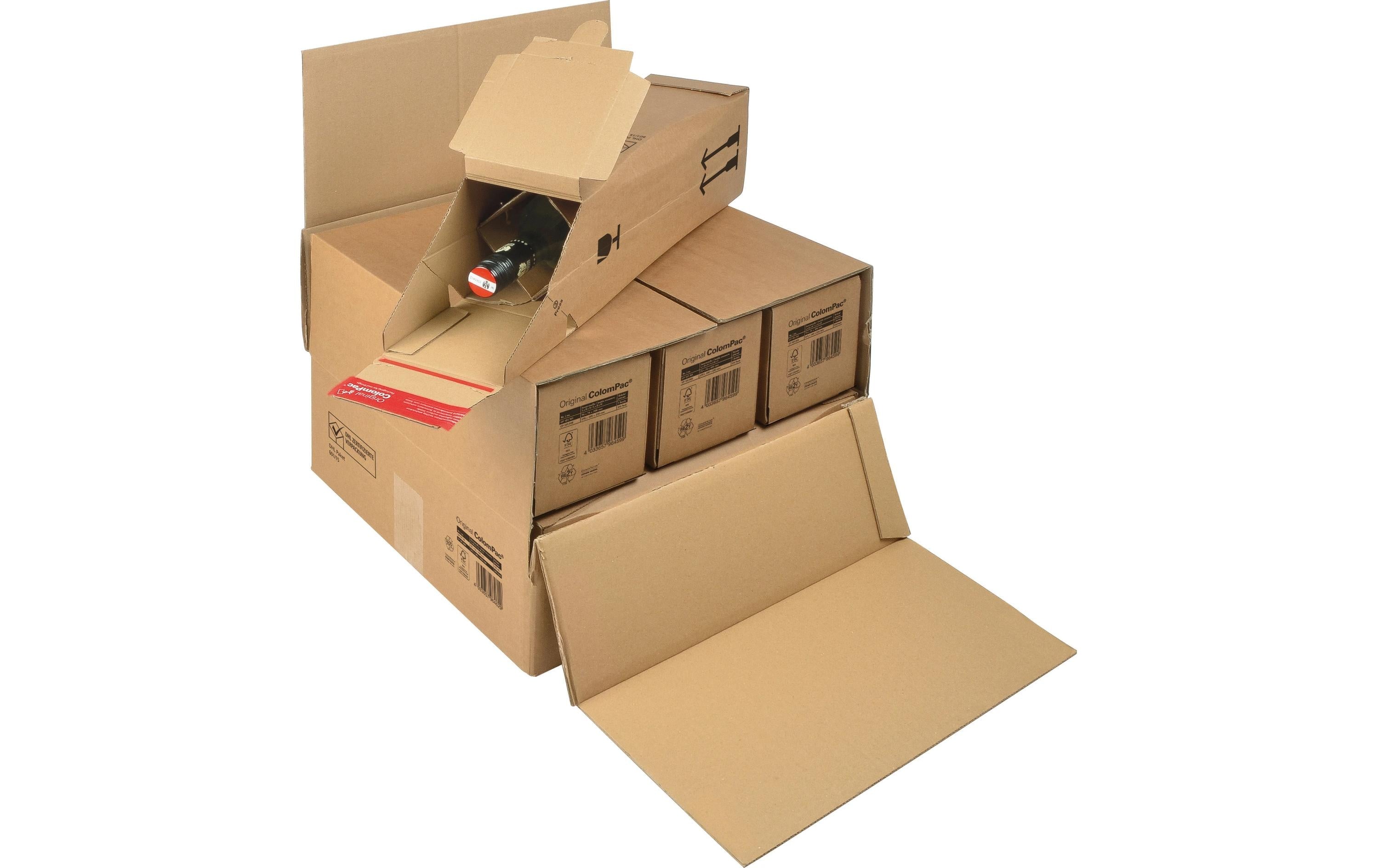 Antalis Colompac Flaschenversandkarton – Innenmass 375×365×250 mm, mit Selbstklebeverschluss