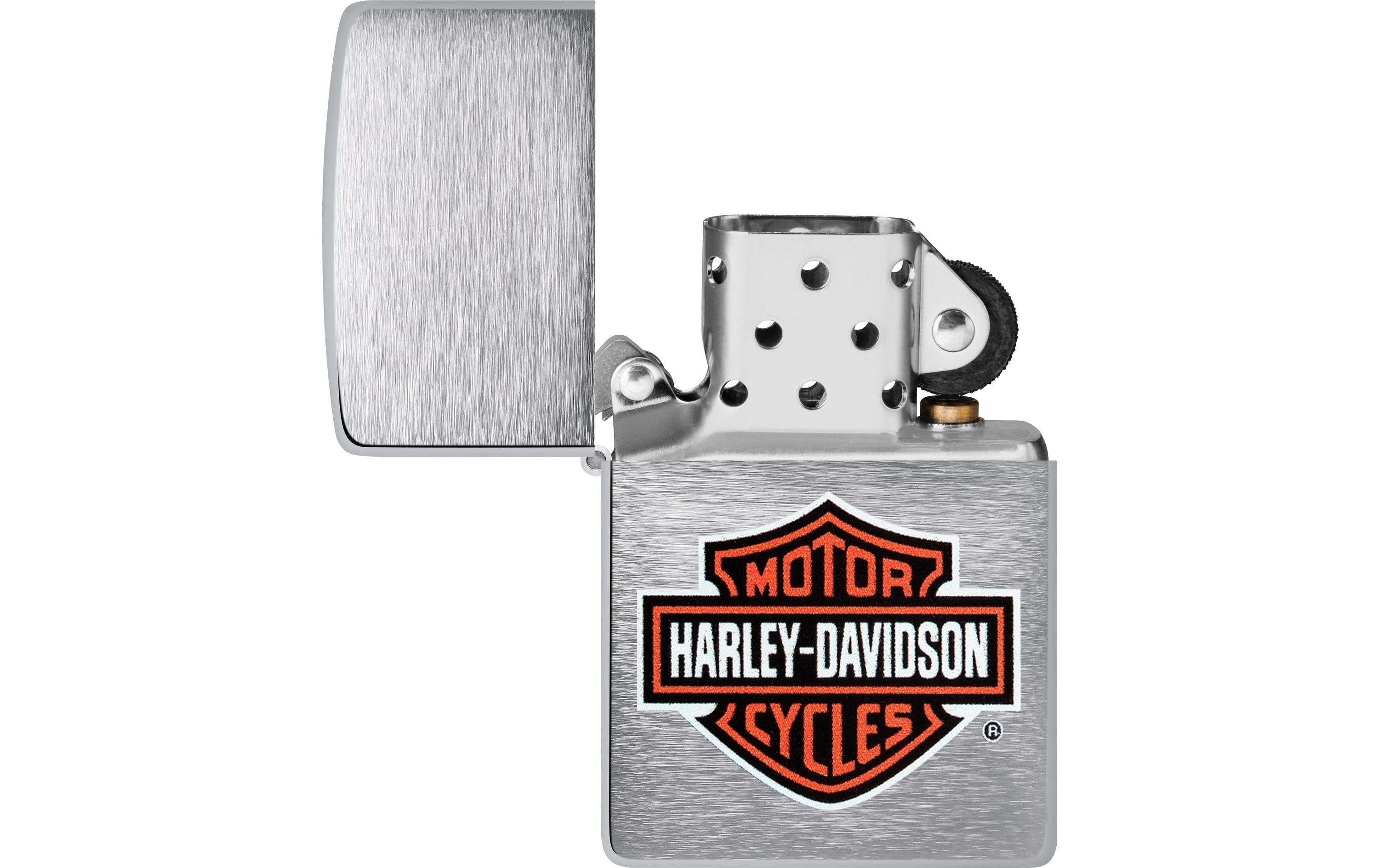 Zippo Feuerzeug, Metall, Rot/Silber, Harley-Davidson-Motiv