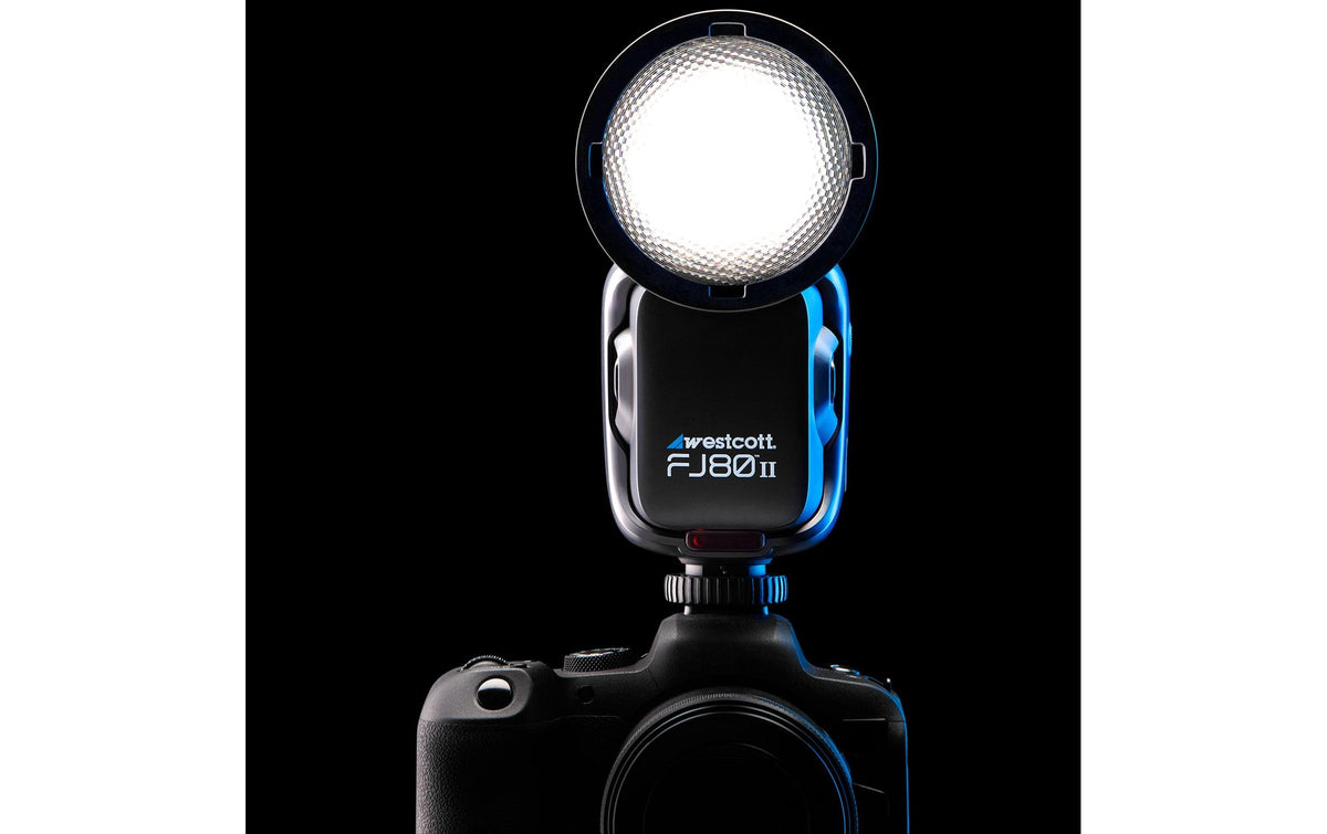 Westcott FJ80 II M Aufsteckblitz – 80 Ws, Leitzahl 32 – für Canon, Fujifilm, Lumix u. a. – Schwarz