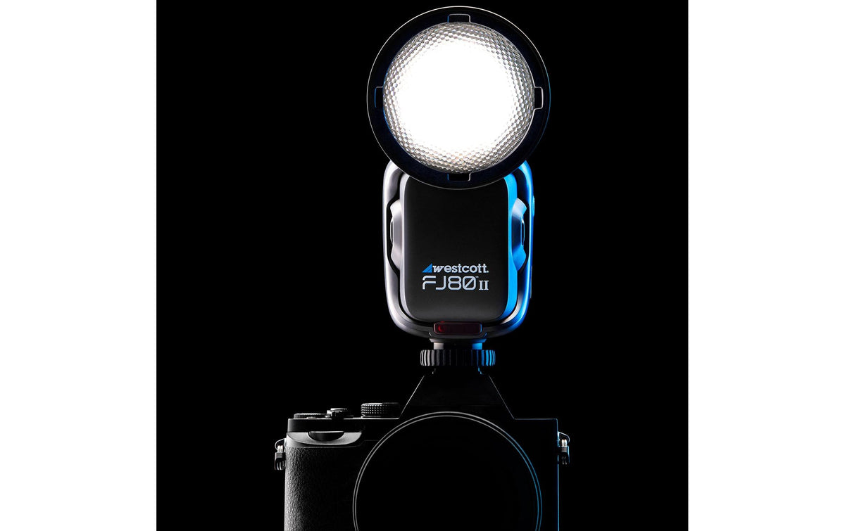 Westcott FJ80 II S 80Ws Aufsteckblitz – Leitzahl 44, Li-Po-Akku 1'600 mAh (17,76 Wh, 11,1 V) – für Sony