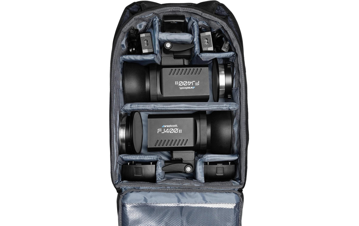 Westcott FJ400 II 2-Licht Kit – Leitzahl 40, 74 Wh Akku (2500 mAh, 29,6 V), Manuell/TTL – für Sony