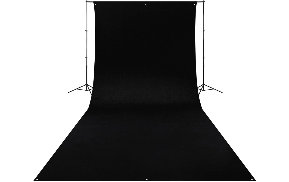 Westcott Rich Black Hintergrundtuch – 2743 × 6096 mm, Polyester – knitterarm, mit Tragetasche