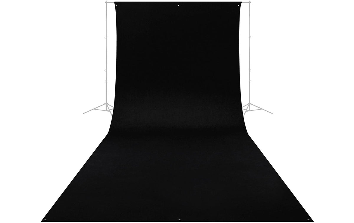 Westcott Rich Black Hintergrundtuch – 2743 × 6096 mm, Polyester – knitterarm, mit Tragetasche