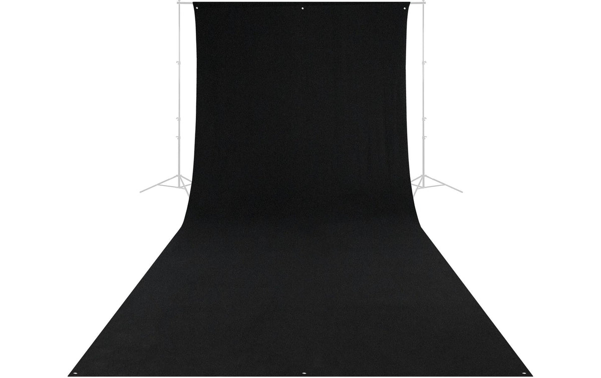 Westcott Rich Black Hintergrundtuch – 2743 × 6096 mm, Polyester – knitterarm, mit Tragetasche