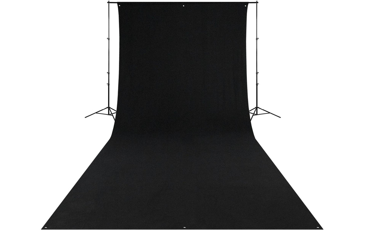Westcott Rich Black Hintergrundtuch – 2743 × 6096 mm, Polyester – knitterarm, mit Tragetasche