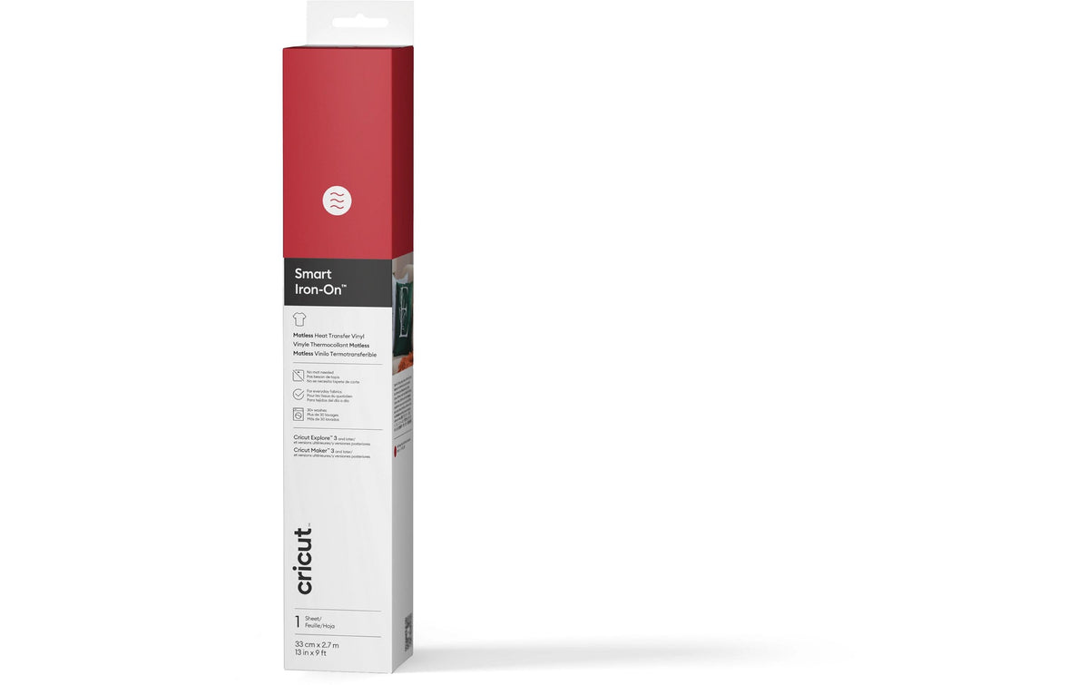 Cricut Smart Aufbügelfolie – 33 cm × 2,73 m, rot, matt – für Cricut Maker, Cricut Explore