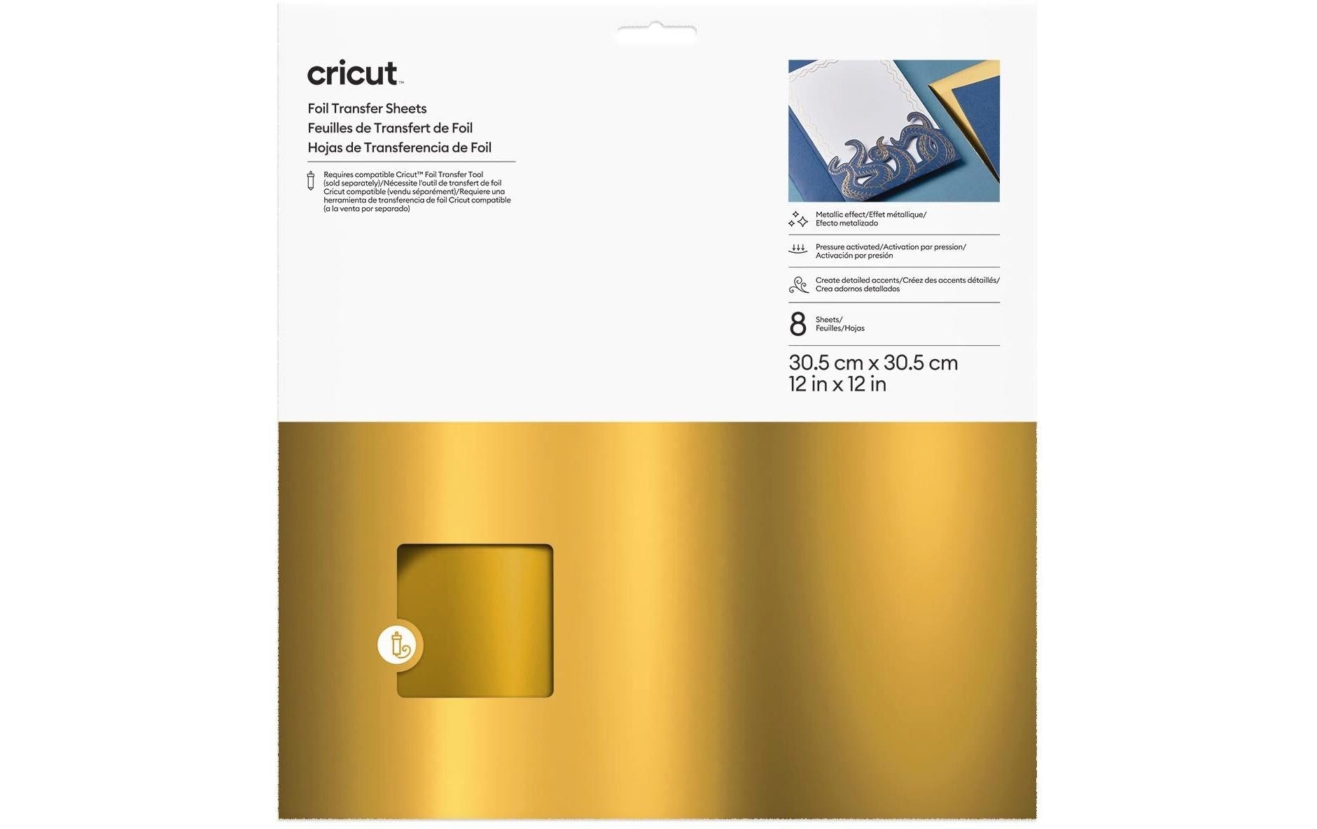 Cricut Transferfolie, Metallic Gold, 30,5 × 30,5 cm, 8 Blatt