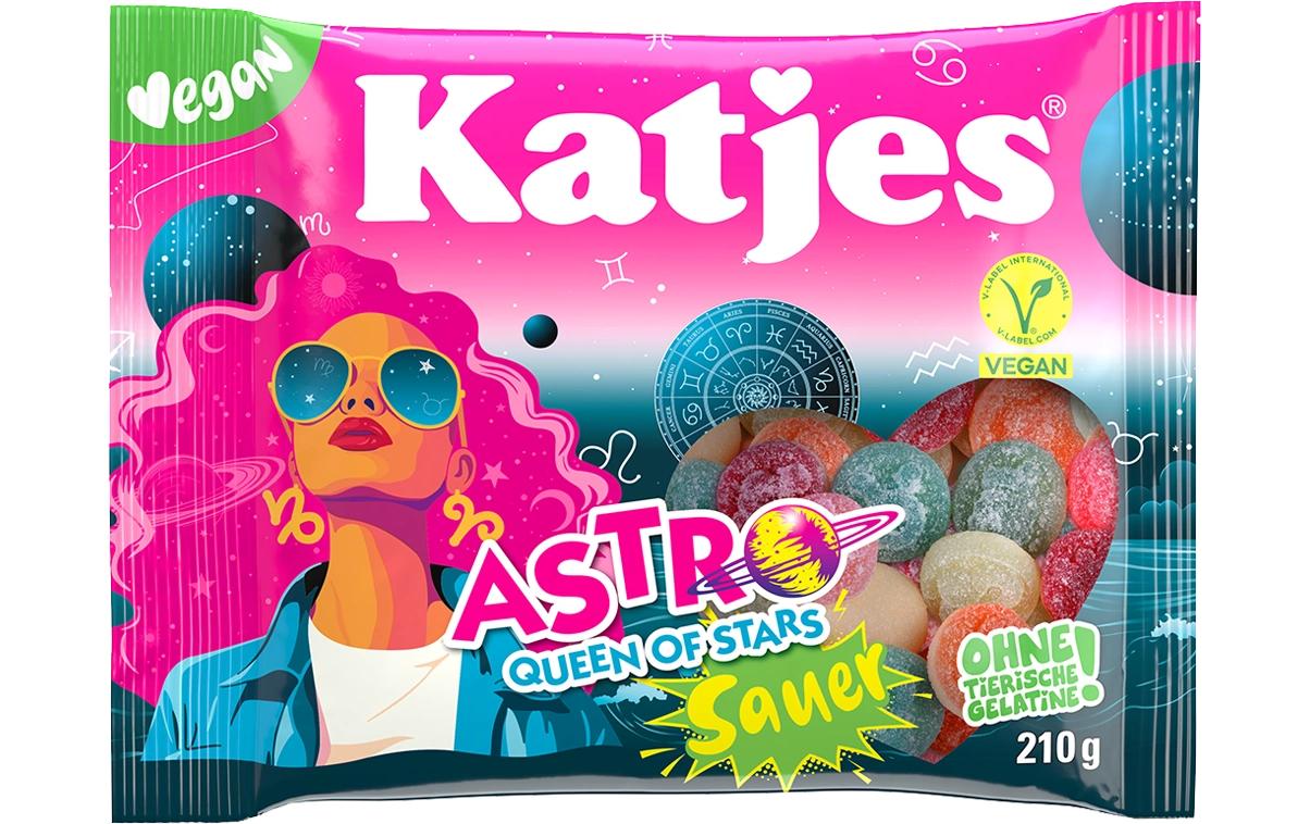 Katjes Astro Queen of Stars Gummibonbons – sauer, vegan – 210 g